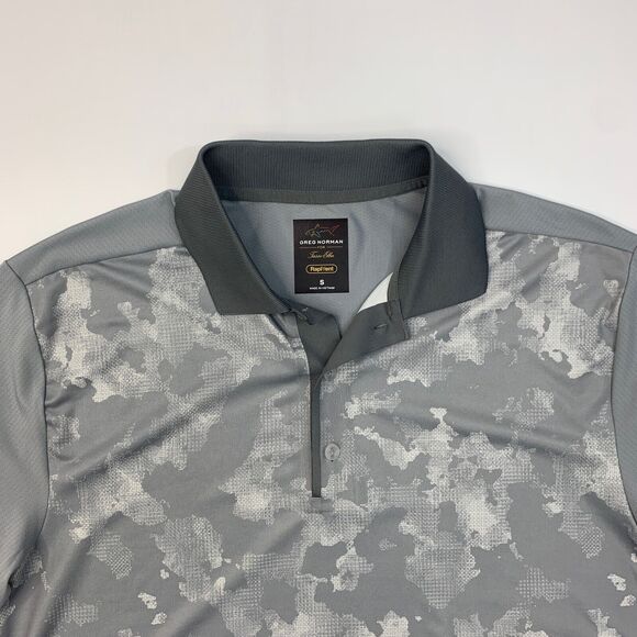 Greg Norman Polo Shirt Mens S Small Gray Tasso Elba Camo Rapi Vent Performance - Picture 3 of 11